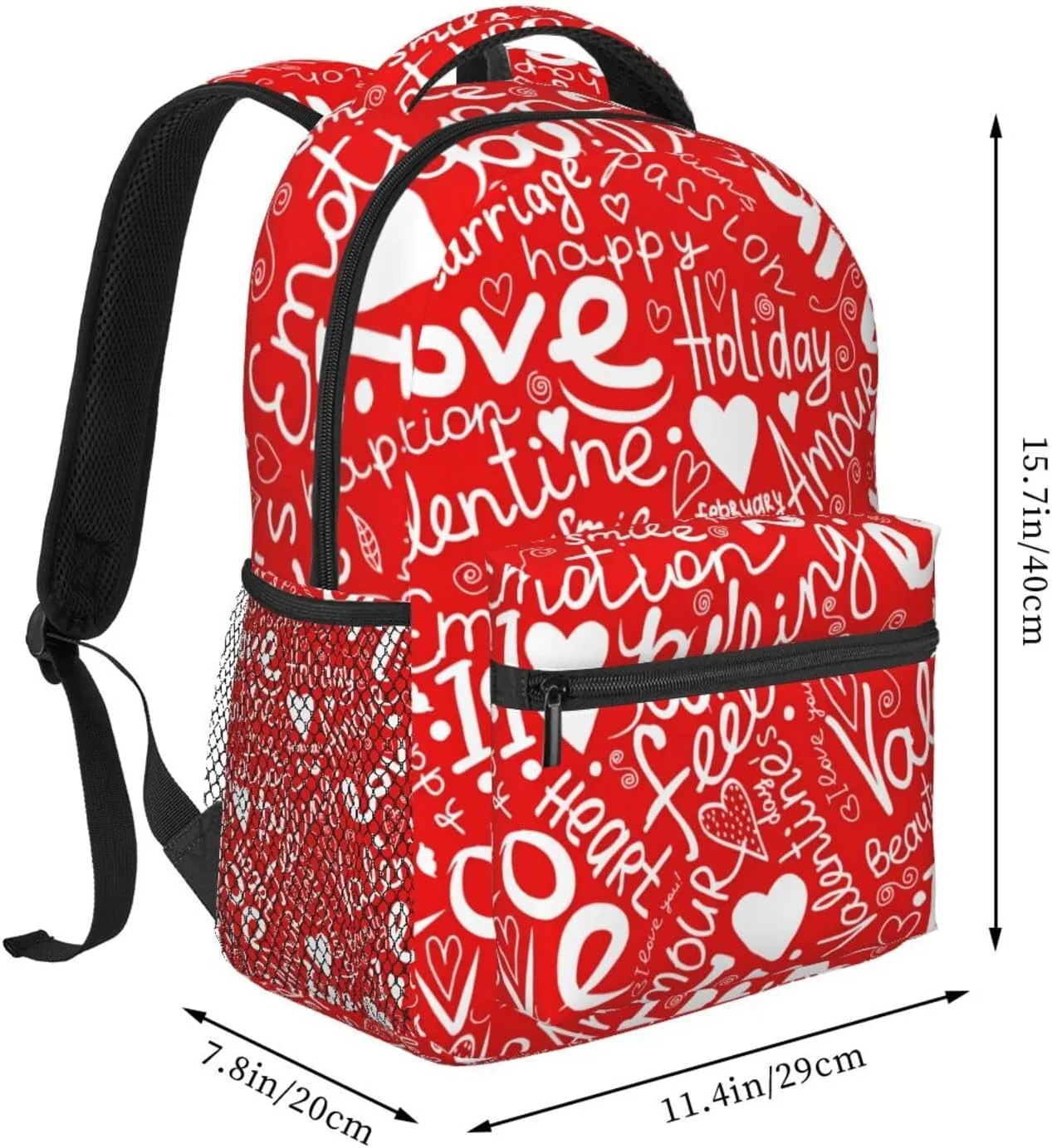 Valentine'S Day Love Heart Holiday Backpacks 15 Inch Laptop Backpack Multipurpose Double Shoulder Bag For Men Women Gifts