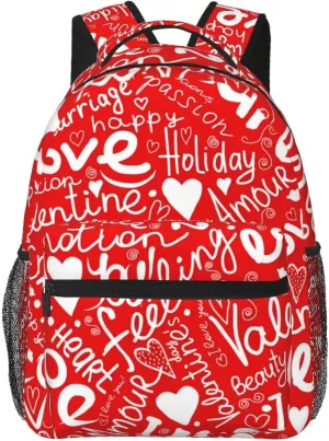 Valentine'S Day Love Heart Holiday Backpacks 15 Inch Laptop Backpack Multipurpose Double Shoulder Bag For Men Women Gifts
