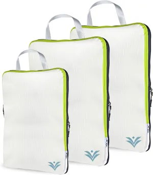 VDF Compression Packing Cubes for Travel,Luggage and Backpack Organizer Packaging,travel size Luggage Bags with Shoe Bag (White, 3 Piece)