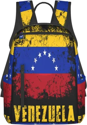 Venezuelan Venezuela Flag 7-Star Casual Laptop Backpack Travel Rucksack Sports Daypack Adjustable Strap Bags with Multi-Pockets for Working Running Camping