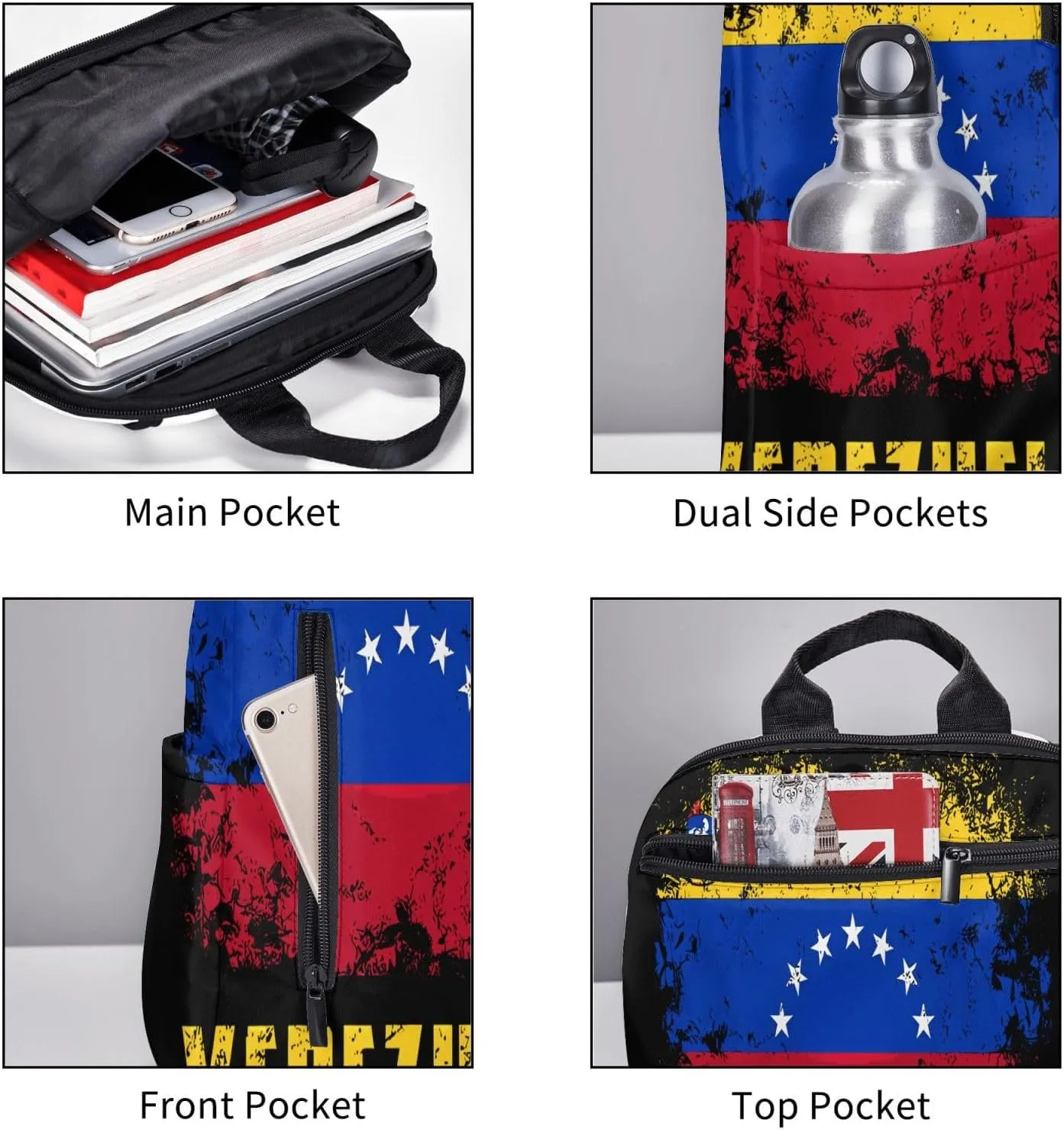 Venezuelan Venezuela Flag 7-Star Casual Laptop Backpack Travel Rucksack Sports Daypack Adjustable Strap Bags with Multi-Pockets for Working Running Camping