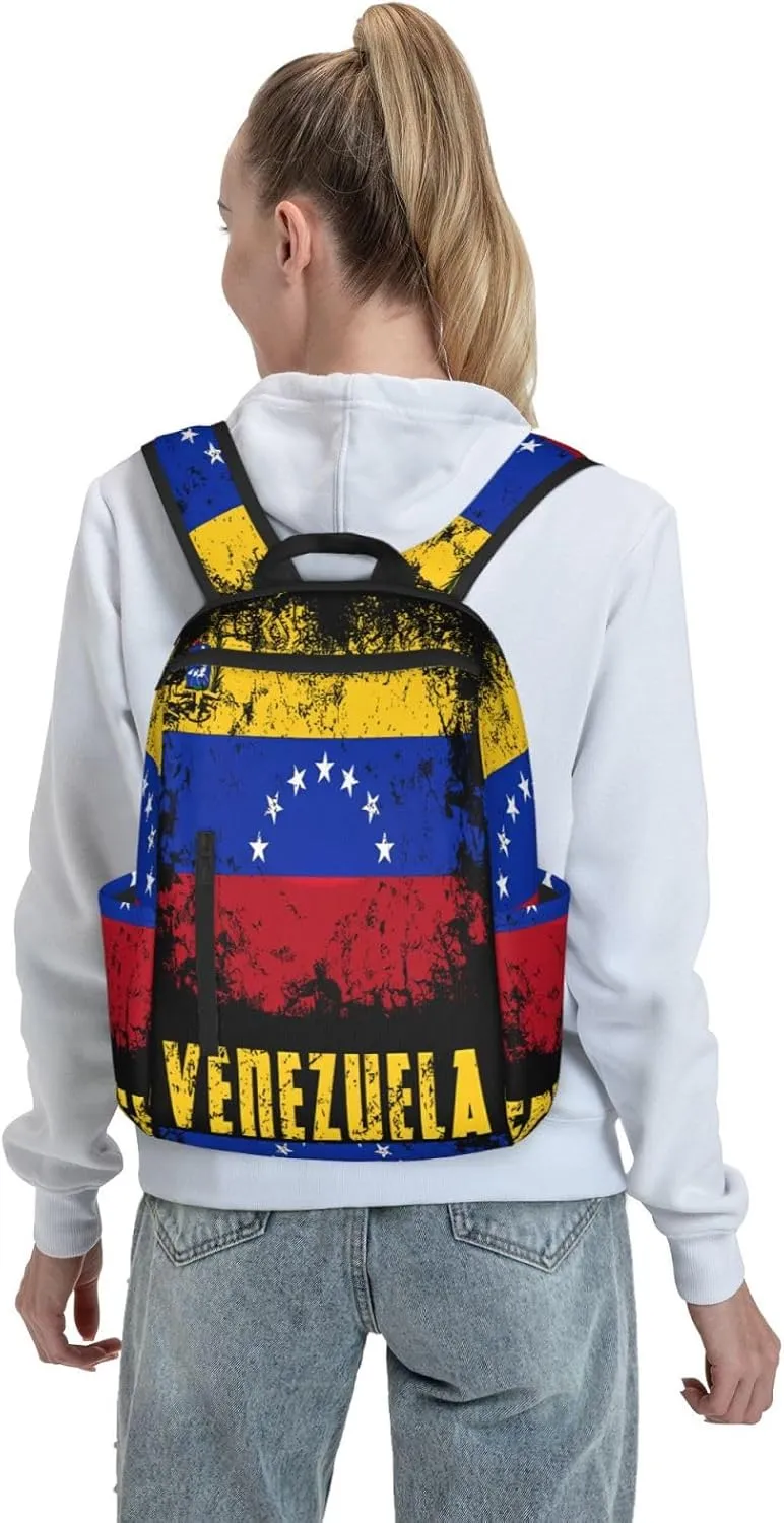Venezuelan Venezuela Flag 7-Star Casual Laptop Backpack Travel Rucksack Sports Daypack Adjustable Strap Bags with Multi-Pockets for Working Running Camping