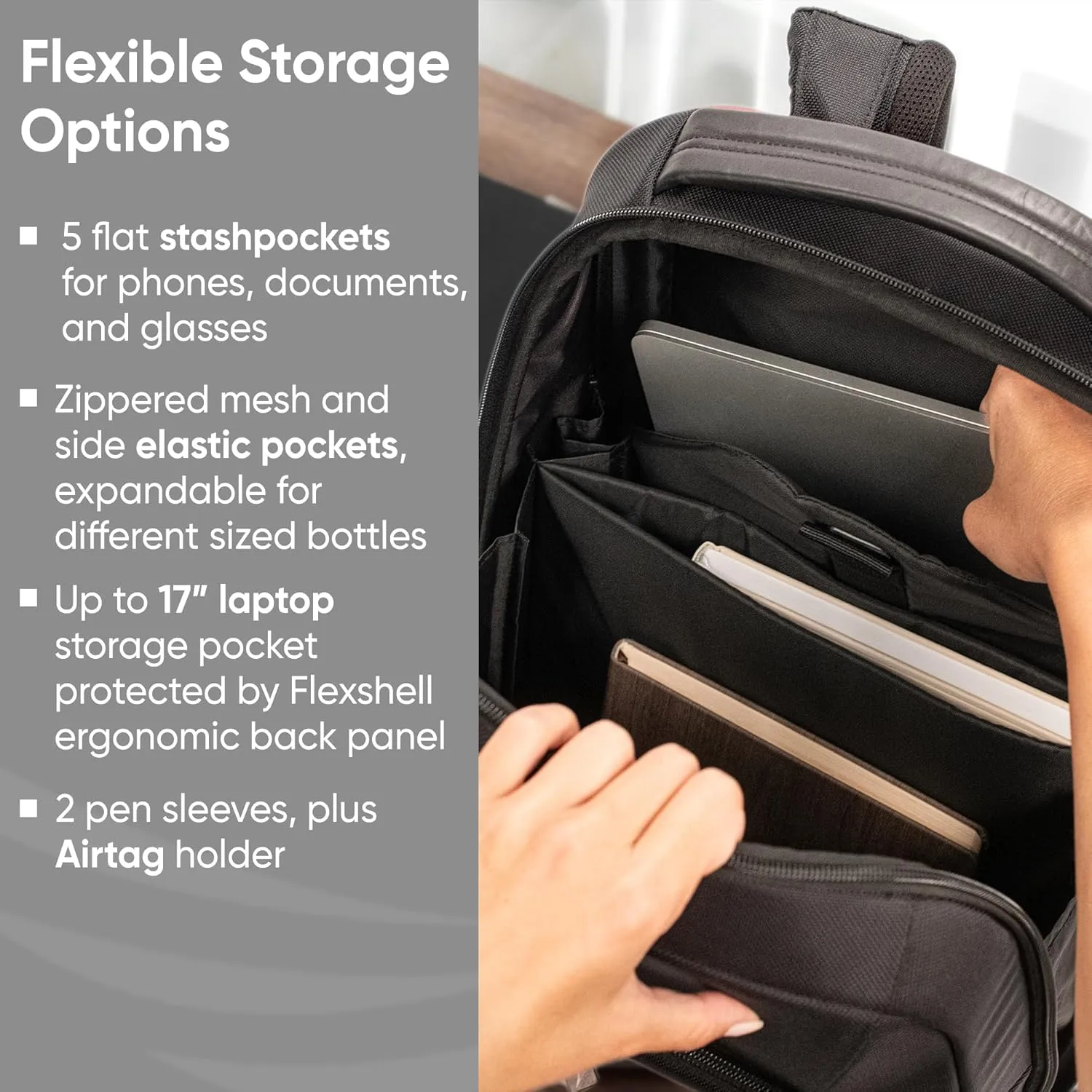 Venture Slim Laptop Backpack, Durable, Sleek, Flight Approved, Fits Up to 17" Laptop, Breathable, Lightweight (Carbon, Slim)