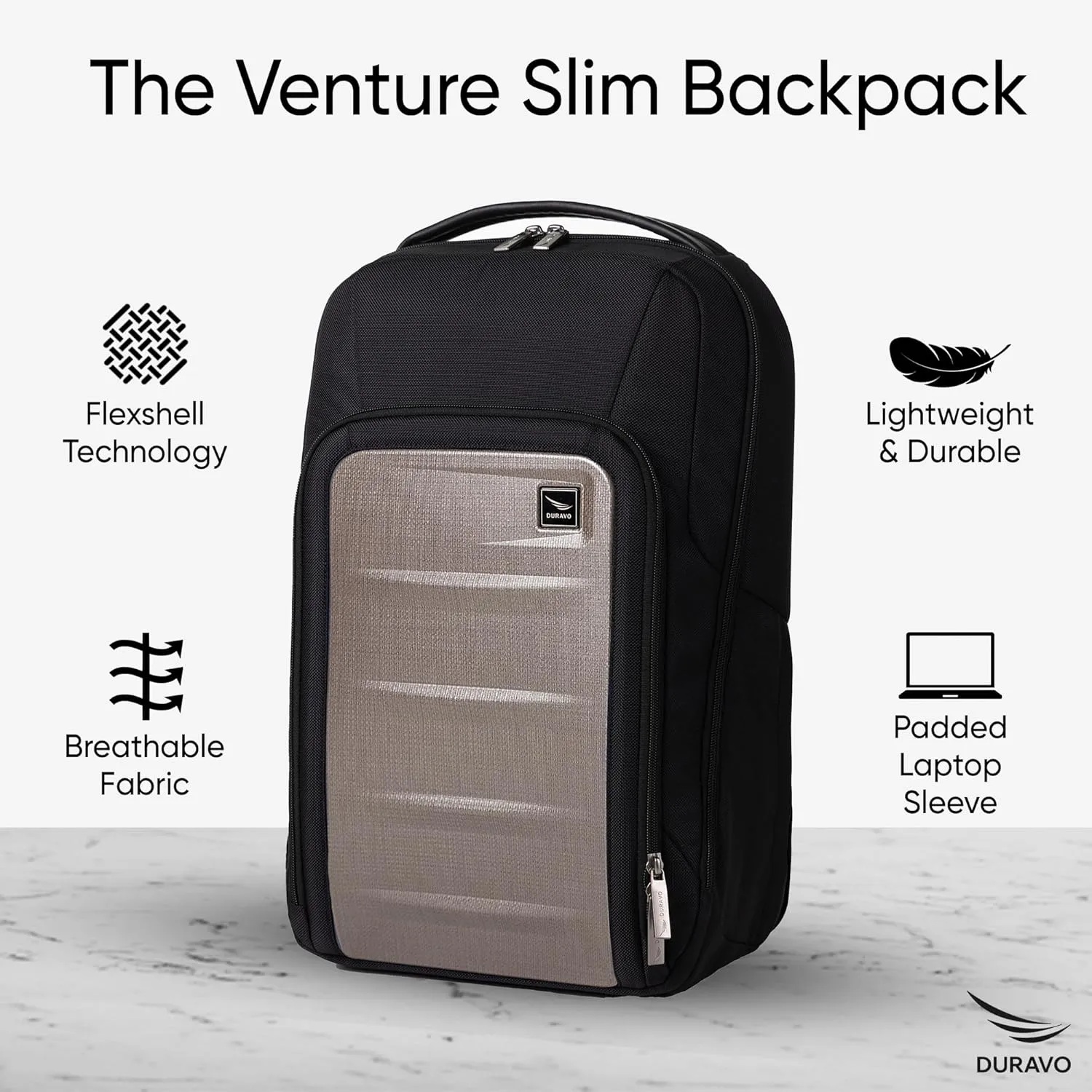 Venture Slim Laptop Backpack, Durable, Sleek, Flight Approved, Fits Up to 17" Laptop, Breathable, Lightweight (Copper Brown, Slim)