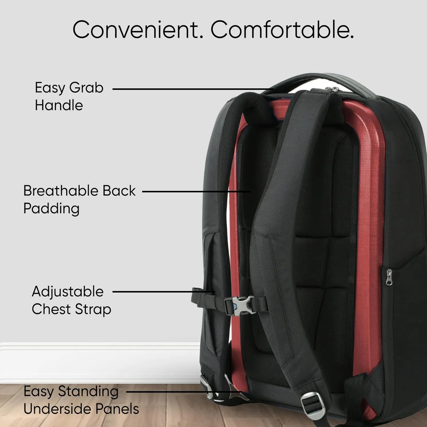 Venture Slim Laptop Backpack, Durable, Sleek, Flight Approved, Fits Up to 17" Laptop, Breathable, Lightweight (Red, Slim)