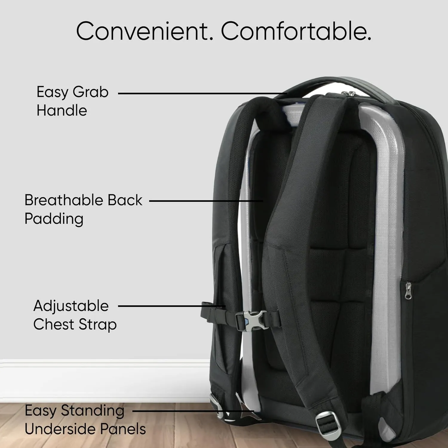 Venture Slim Laptop Backpack, Durable, Sleek, Flight Approved, Fits Up to 17" Laptop, Breathable, Lightweight (Silver, Slim)