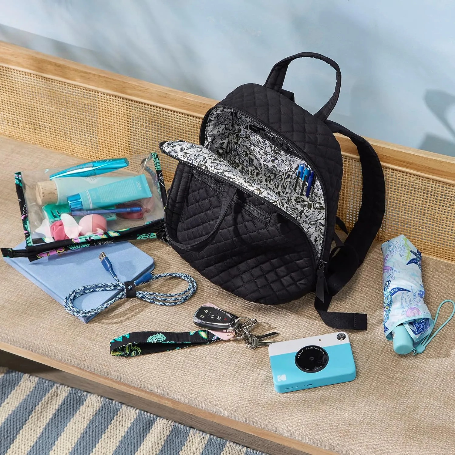 Vera Bradley Cotton Mini Totepack Backpack, Orchard Plaid