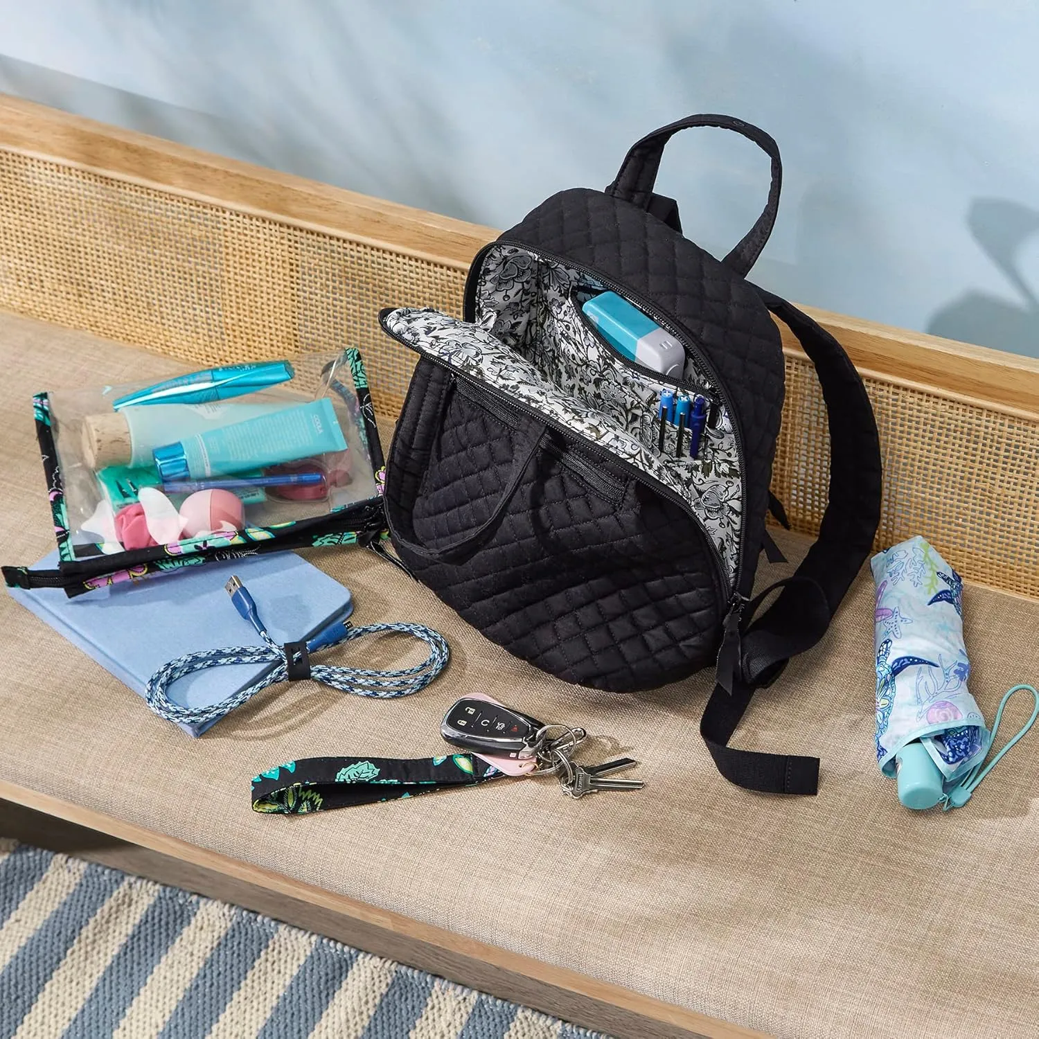 Vera Bradley Cotton Mini Totepack Backpack, Orchard Plaid