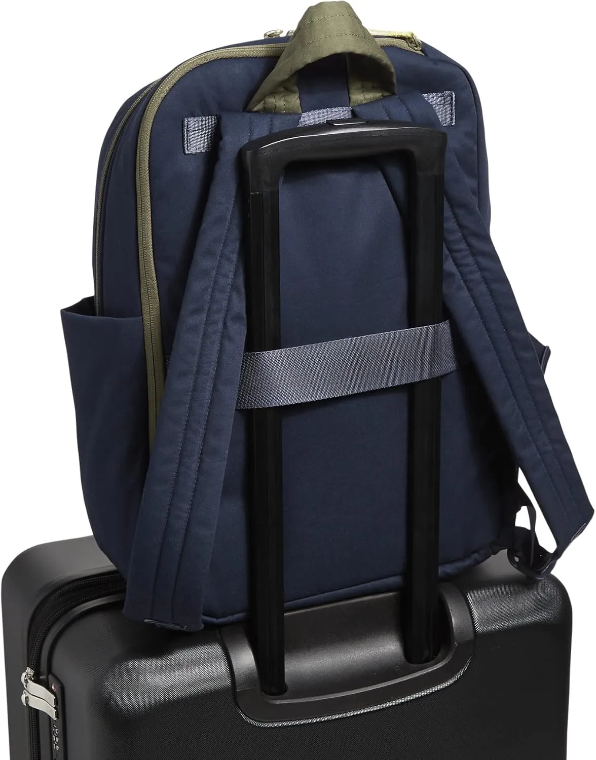 Vera Bradley Women's Cotton Utility Large Backpack, Navy Daisy Colorblock, One Size