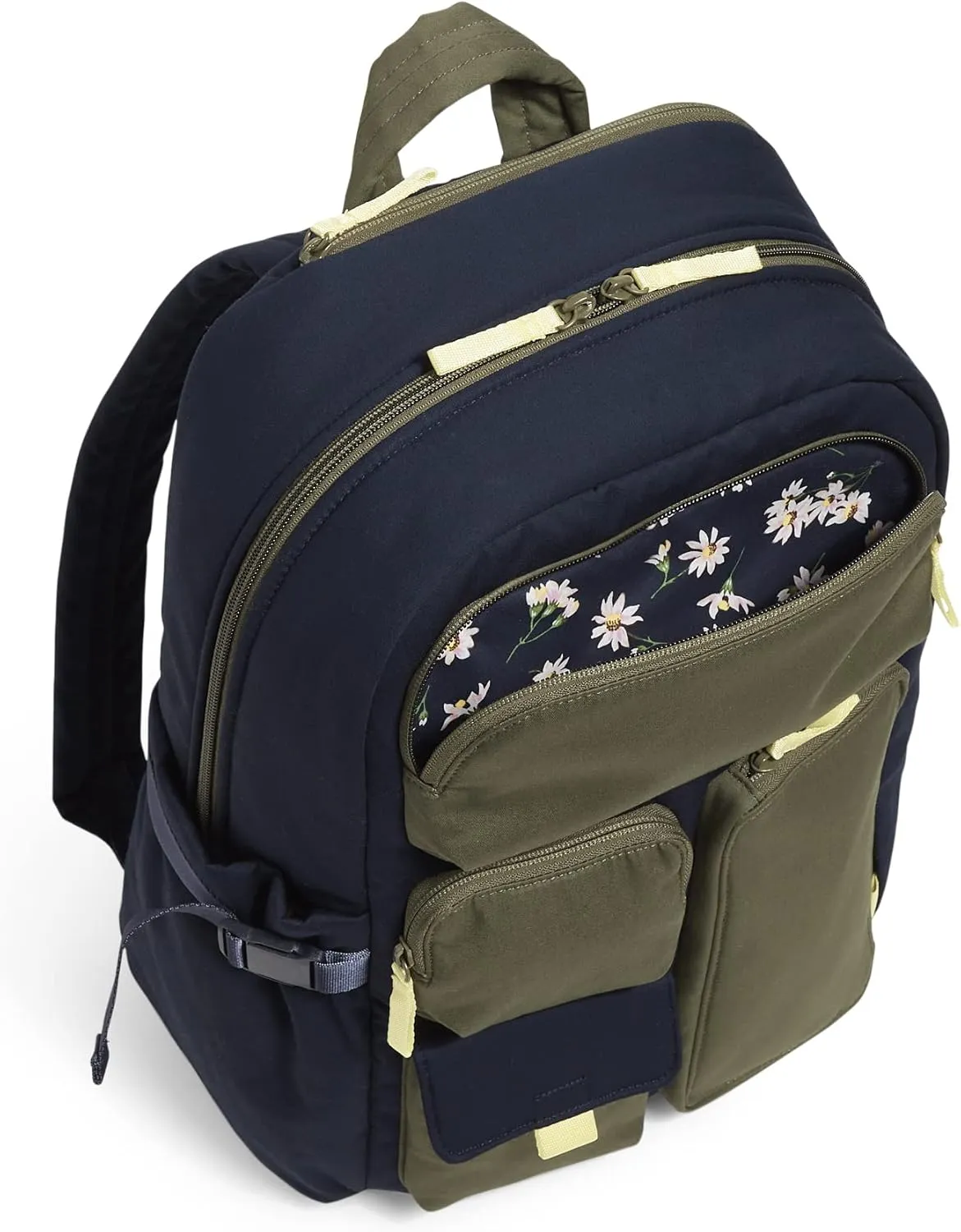Vera Bradley Women's Cotton Utility Large Backpack, Navy Daisy Colorblock, One Size