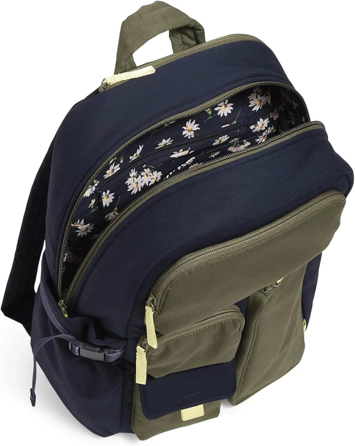 Vera Bradley Women's Cotton Utility Large Backpack, Navy Daisy Colorblock, One Size