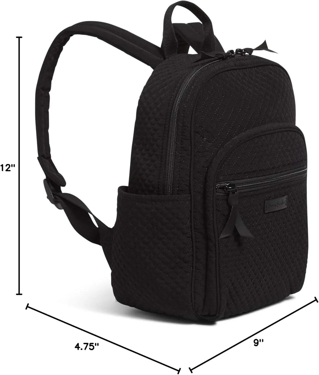 Vera Bradley Women's Microfiber Small Backpack, True Black, One Size