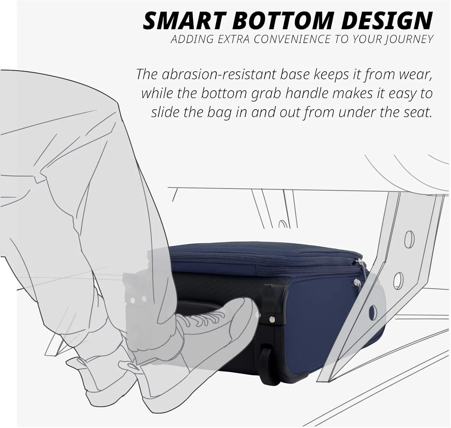Verage 16 inch Underseat Carry On Luggage with Wheels, Navy Softside Small Suitcase Spinner Wheeled Rolling Travel Laptop Bag for Airlines Airplanes Short Trip Men Women