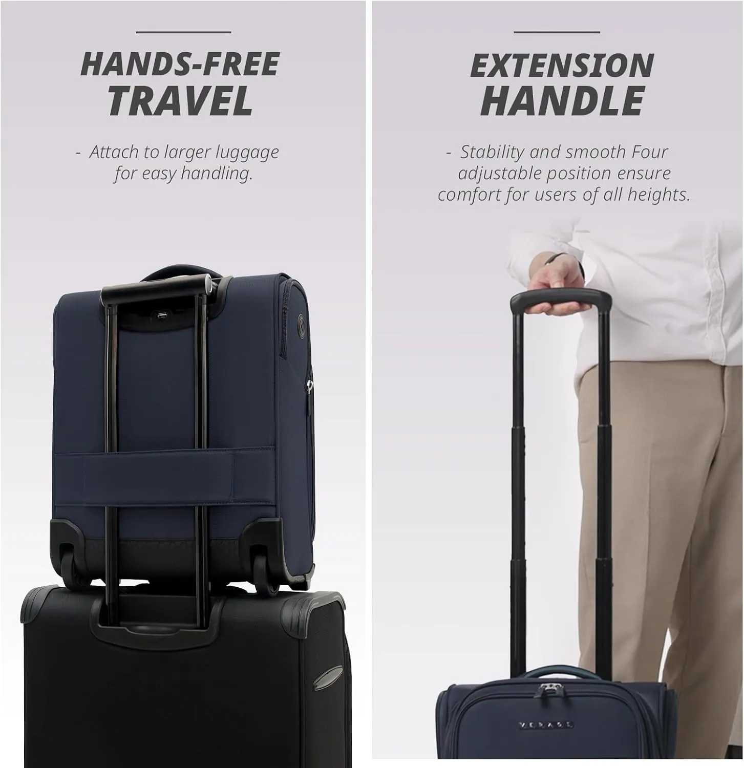 Verage 16 inch Underseat Carry On Luggage with Wheels, Navy Softside Small Suitcase Spinner Wheeled Rolling Travel Laptop Bag for Airlines Airplanes Short Trip Men Women