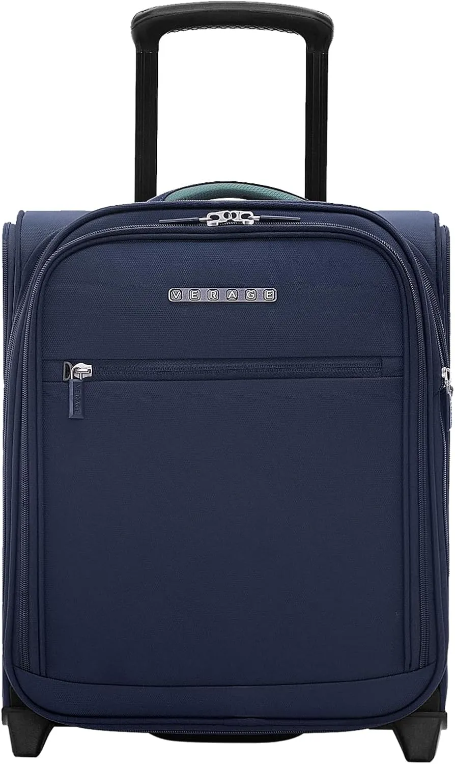 Verage 16 inch Underseat Carry On Luggage with Wheels, Navy Softside Small Suitcase Spinner Wheeled Rolling Travel Laptop Bag for Airlines Airplanes Short Trip Men Women