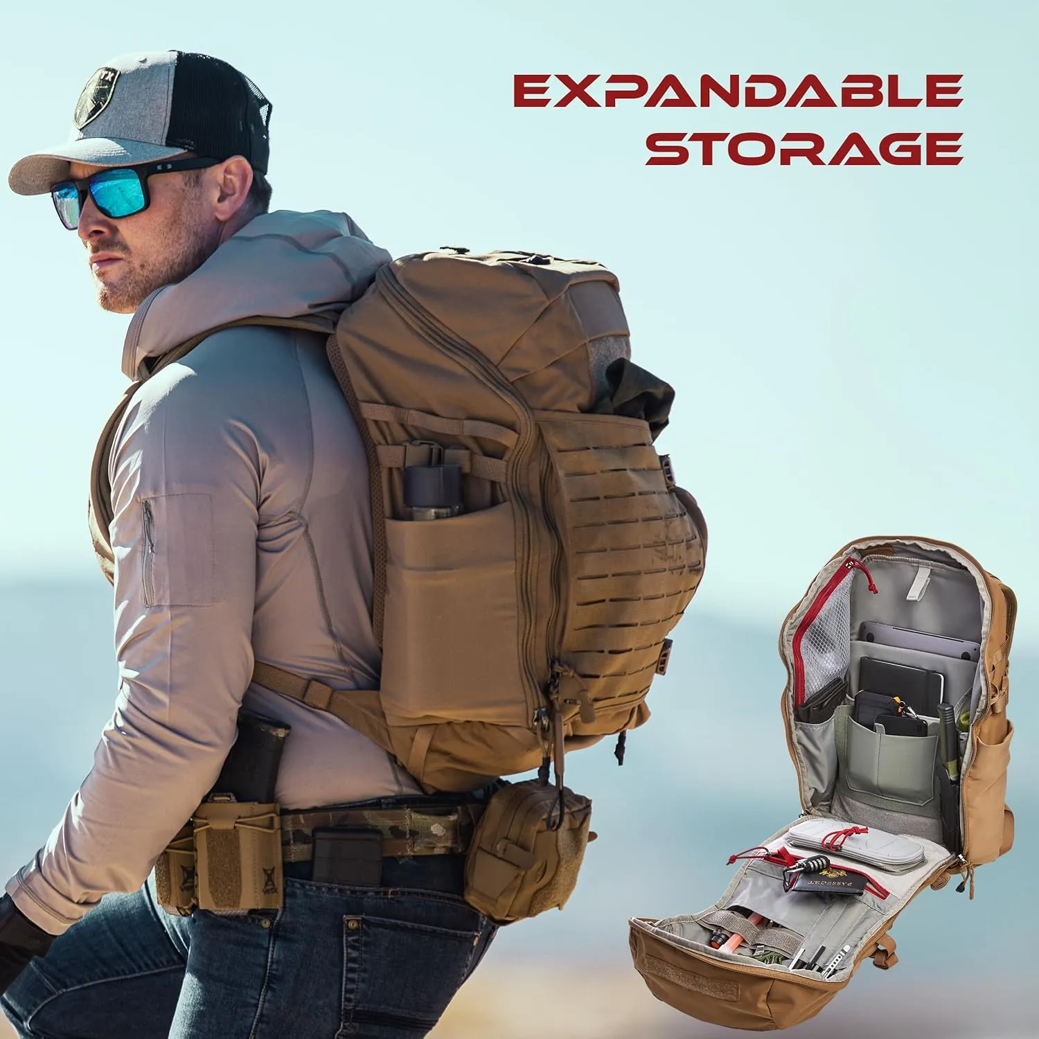 Vertx Siege 25L Sling Tactical Backpack CCW Bag, Concealed Carry, EDC Gear for Travel, Work, Coyote