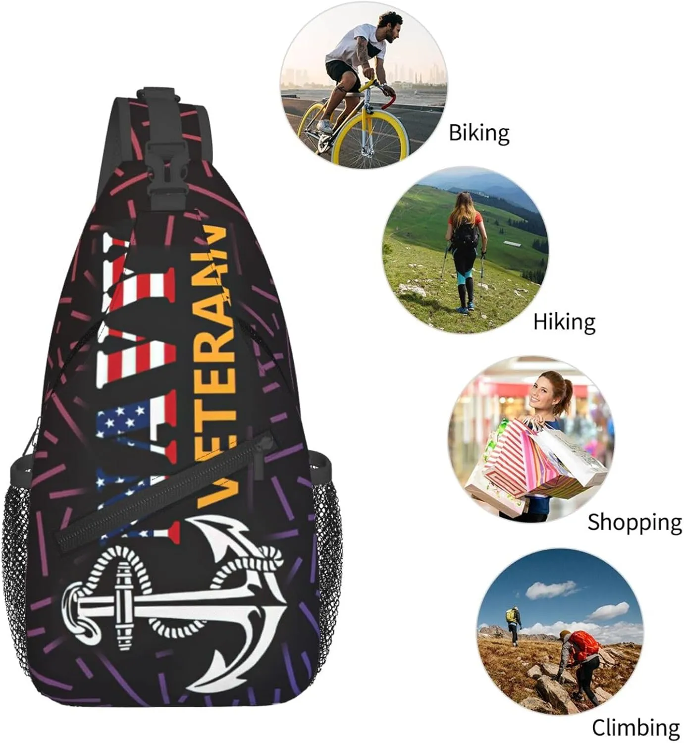 Veteran Premium Small Crossbody Backpack Sling Bag For Men Women Mini One Shoulder Chest Bags Gym Sport Travel Hiking Daypack