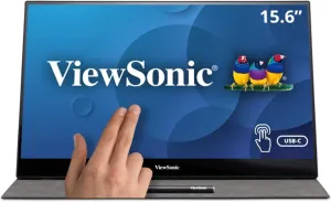 ViewSonic TD1655 15.6" 1080p IPS Touch Portable Monitor, 2 Way 60W USB C, Dual Speakers, Built in Stand with Cover (Renewed)