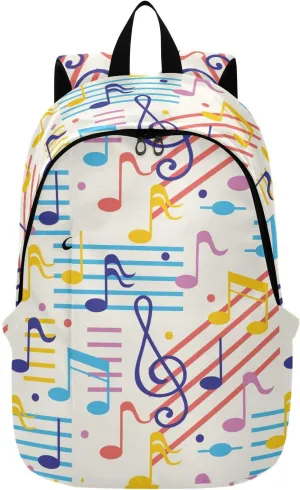 VIGTRO Colorful Musical Motes with Lines Laptop Backpack College Backpack Travel Hiking Camping Work Outdoor, Casual Computer Backpack for Women Men
