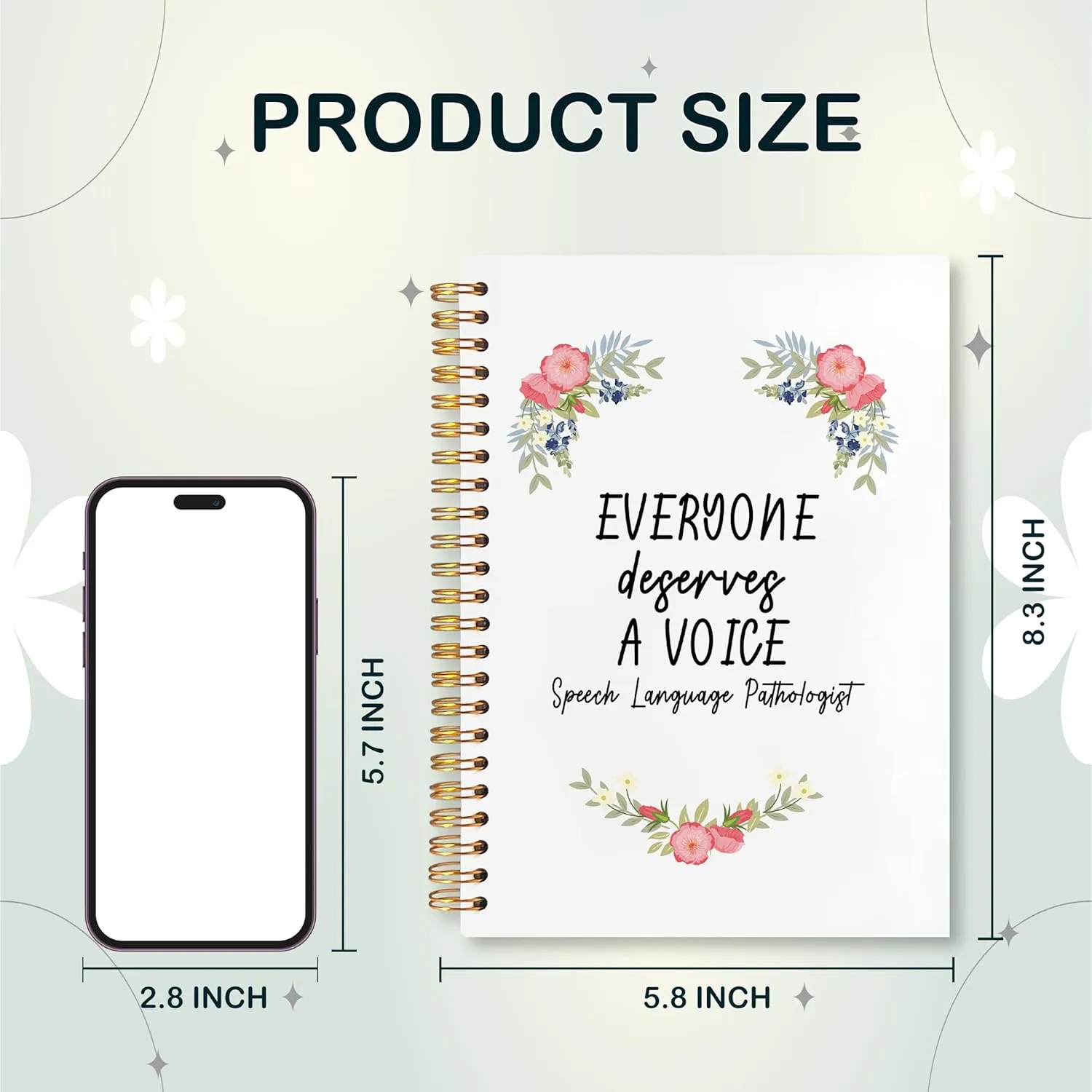 VIIJJUE SLP Gifts, Speech Therapy Mental Health Notebook, Everyone Deserves a Voice Speech Language Pathologist Therapy Journal for Mental Health, Hardcover Spiral Notebook 5.5x8.3 Inch
