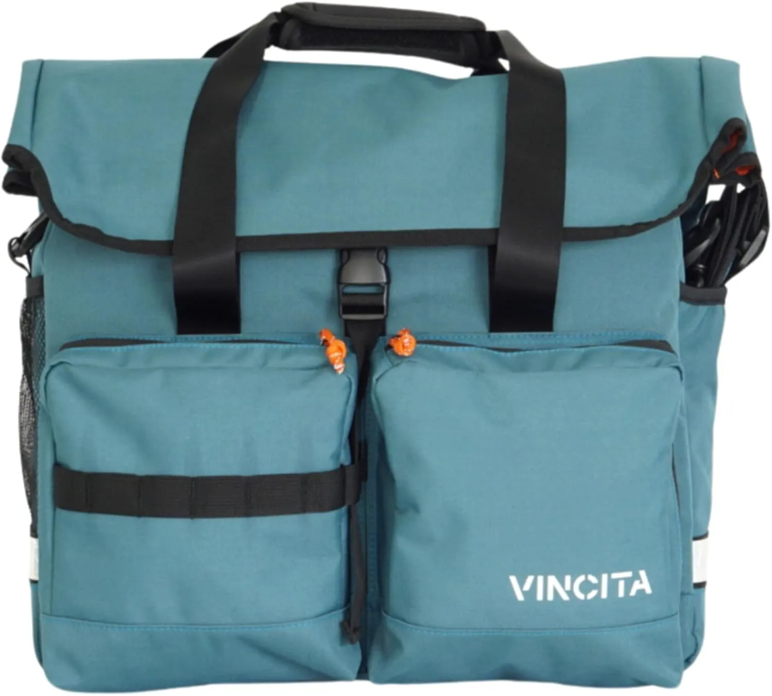 Vincita Voyage Atlas Bag for Brompton Folding Bicycle - With Removable Front Carrier Frame For Brompton Folding Bicycle, Rain Cover, And Should Straps - Brompton Bike Accessories For Rider (Blue)