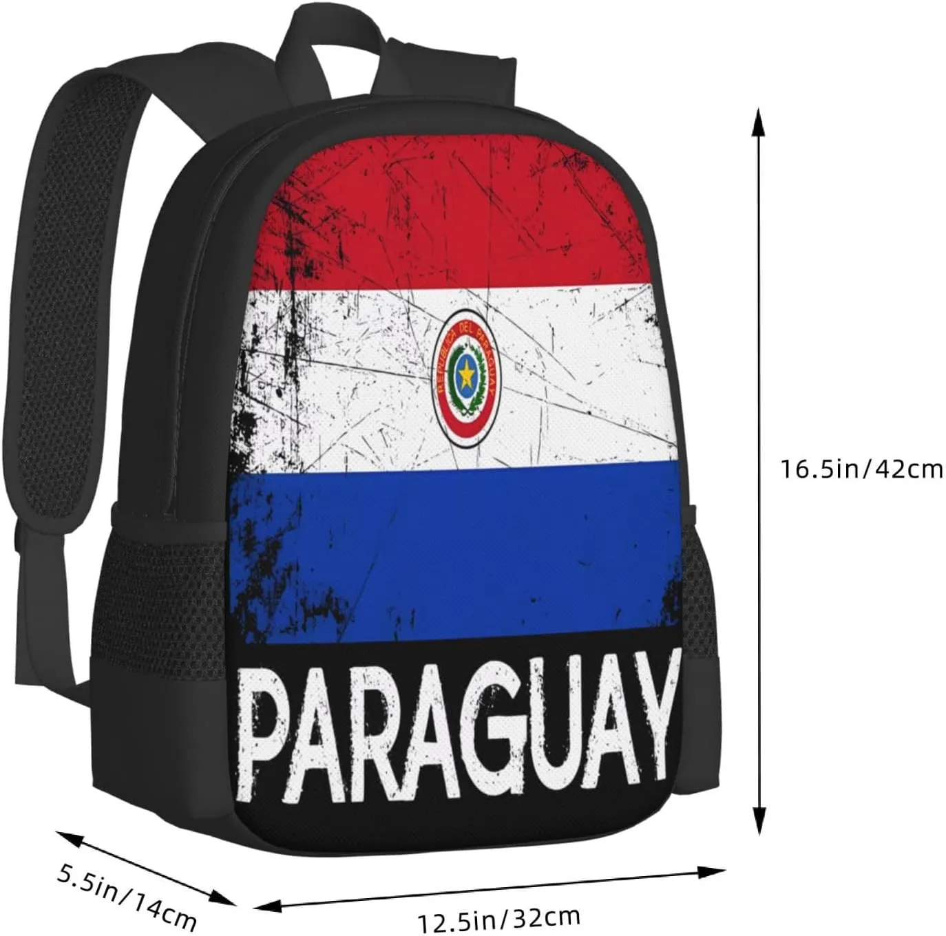 Vintage Paraguayan Paraguay Flag Casual Backpacks Large Capacity Backpack Laptop Rucksack Sport Daypack Commuter Bags with Adjustable Strap for Traveling Camping