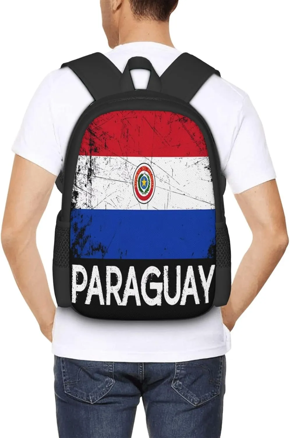 Vintage Paraguayan Paraguay Flag Casual Backpacks Large Capacity Backpack Laptop Rucksack Sport Daypack Commuter Bags with Adjustable Strap for Traveling Camping