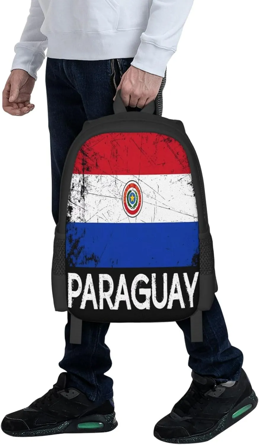 Vintage Paraguayan Paraguay Flag Casual Backpacks Large Capacity Backpack Laptop Rucksack Sport Daypack Commuter Bags with Adjustable Strap for Traveling Camping