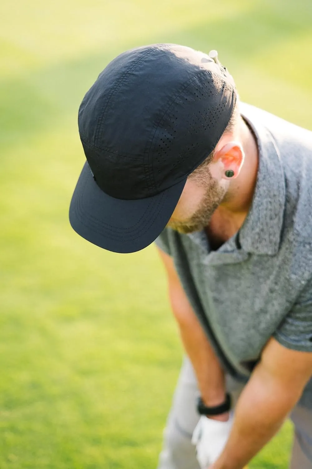 Vista Hat, Lightweight Nylon 5 Panel Cap with Snap Closure and Laser-Cut Ventilation