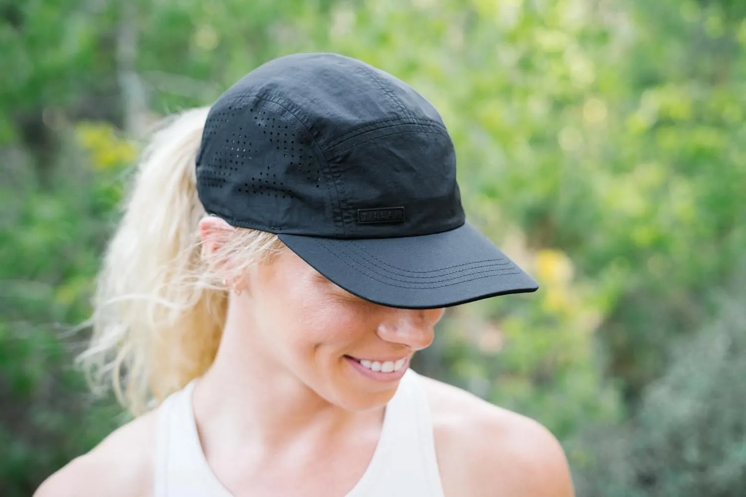 Vista Hat, Lightweight Nylon 5 Panel Cap with Snap Closure and Laser-Cut Ventilation