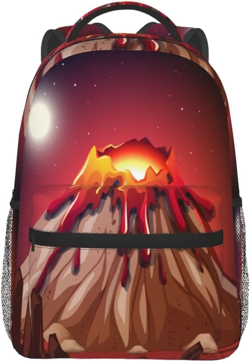 Volcano Eruption Backpack for Men Women, Travel Laptop Backpack Computer Bag Daypack for Business Work Weekender