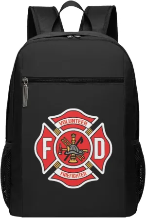 Volunteer Firefighter Travel Laptop Backpack, Business Anti Theft Slim Sturdy Laptops Backpacks, College Computer Bag Gift for Men & Women Fits 17 Inch Notebook,Black