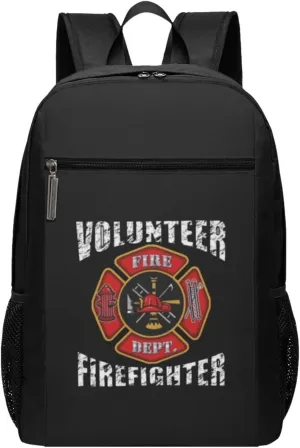 Volunteer Firefighters Travel Laptop Backpack, Business Anti Theft Slim Sturdy Laptops Backpacks, College Computer Bag Gift for Men & Women Fits 17 Inch Notebook,Black
