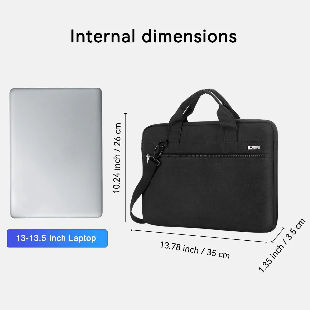 Voova Laptop Bag 13-14 Inch, 360° Protective Laptop Case Sleeve with Shoulder Strap Compatible with Macbook Air 13, MacBook Pro 13/14, Waterproof Computer Bag Slim Briefcase for Men Women, Black