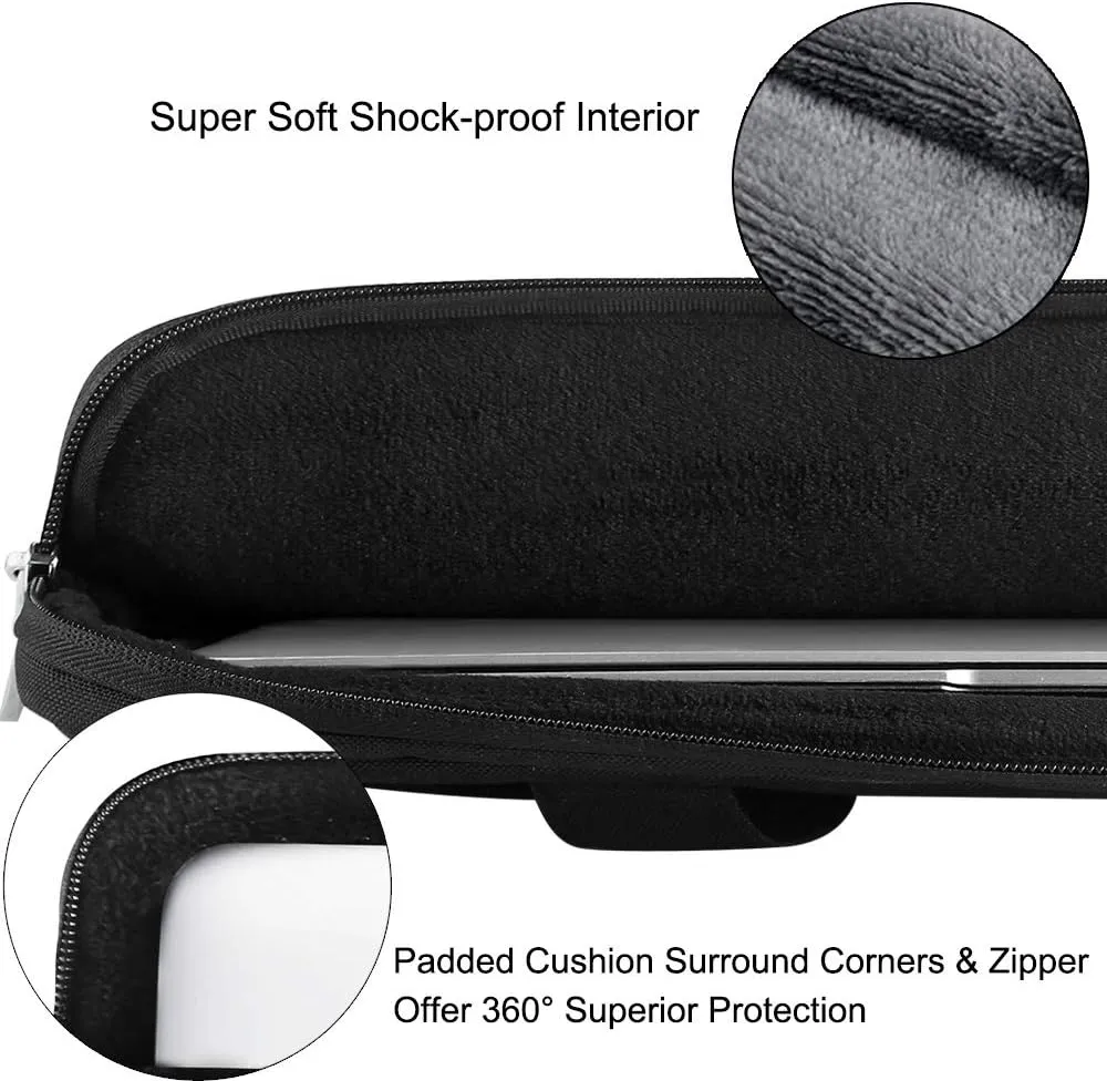 Voova Laptop Bag 13-14 Inch, 360° Protective Laptop Case Sleeve with Shoulder Strap Compatible with Macbook Air 13, MacBook Pro 13/14, Waterproof Computer Bag Slim Briefcase for Men Women, Black