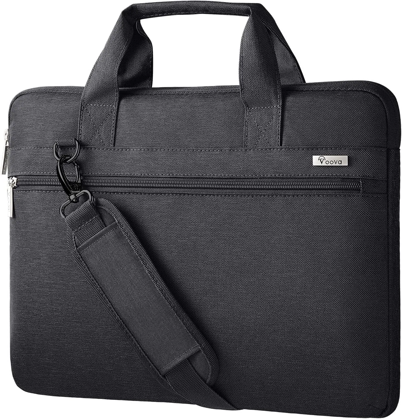 Voova Laptop Bag 13-14 Inch, 360° Protective Laptop Case Sleeve with Shoulder Strap Compatible with Macbook Air 13, MacBook Pro 13/14, Waterproof Computer Bag Slim Briefcase for Men Women, Black