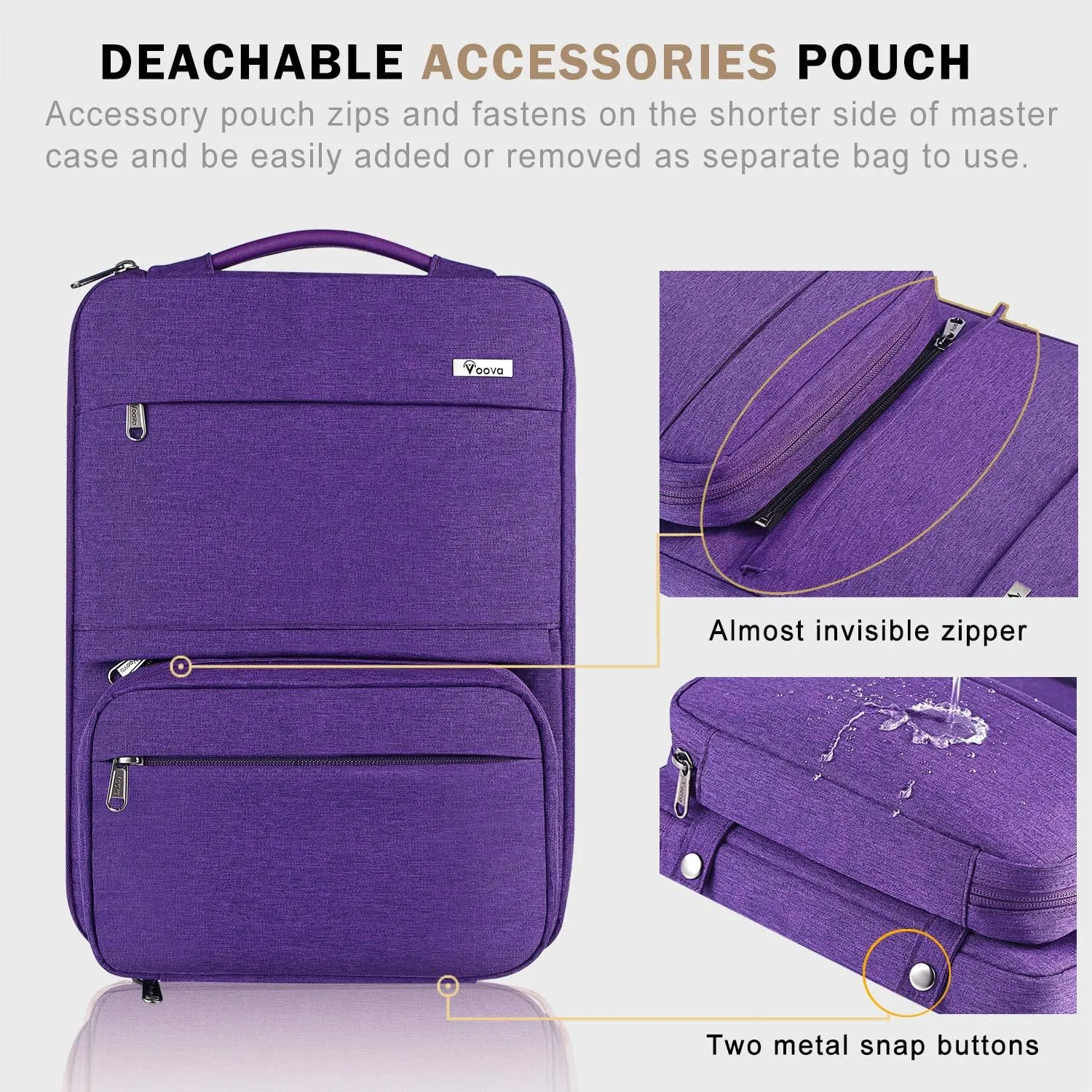 Voova Laptop Sleeve Case 13 14 Inch Compatible with MacBook Air 13 M2/M3/M4, MacBook Pro 13/14,13.5”Surface Laptop 4/5,Chromebook 14,2 in 1 Waterproof Computer Bag with Detachable Accessory Pouch