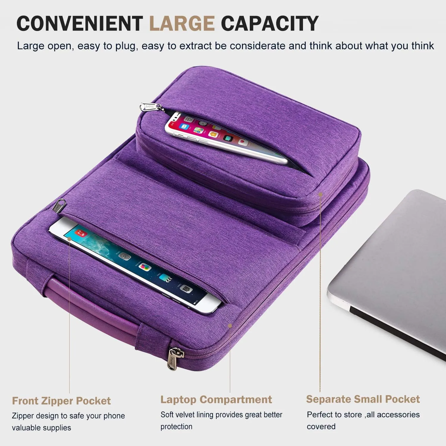 Voova Laptop Sleeve Case 13 14 Inch Compatible with MacBook Air 13 M2/M3/M4, MacBook Pro 13/14,13.5”Surface Laptop 4/5,Chromebook 14,2 in 1 Waterproof Computer Bag with Detachable Accessory Pouch