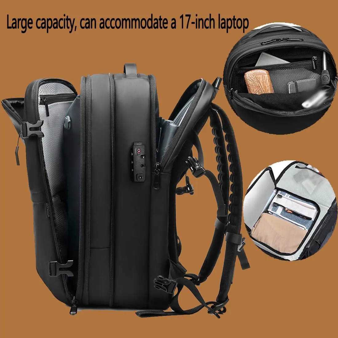 Voyagevac Vacuum Backpack for Travel, Air Travel Bag 2nd Gen, Anti-Theft and Wear-Resistant, Large Capacity (Light Gray, No air pump)