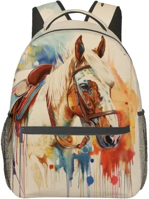 Watercolor Horse Backpack Travel Backpacks Laptop Rucksack,School Bookbag for Women Kids Boys Girls,Animal Back Pack Accessories Bags,Ideal Gifts for Work, Outdoor Adventures