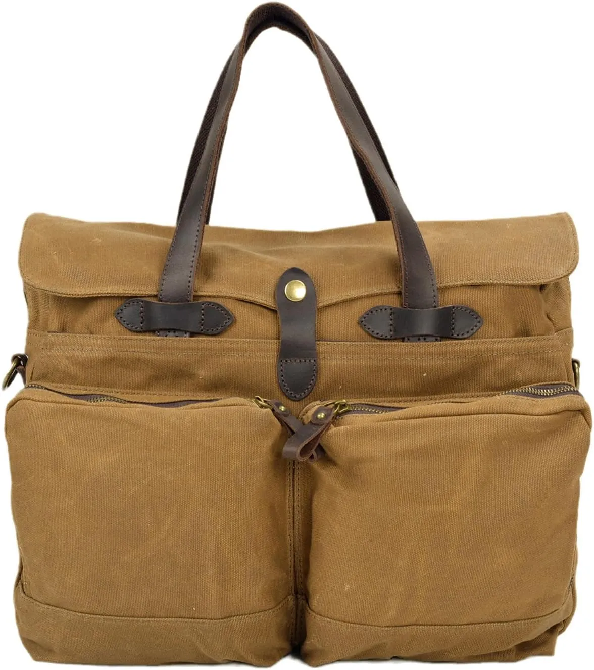 Waxed Canvas Laptop Bag for Men, Briefcase with Handle, Spacious Storage for Laptop, for Work, Travel, and Business Trips