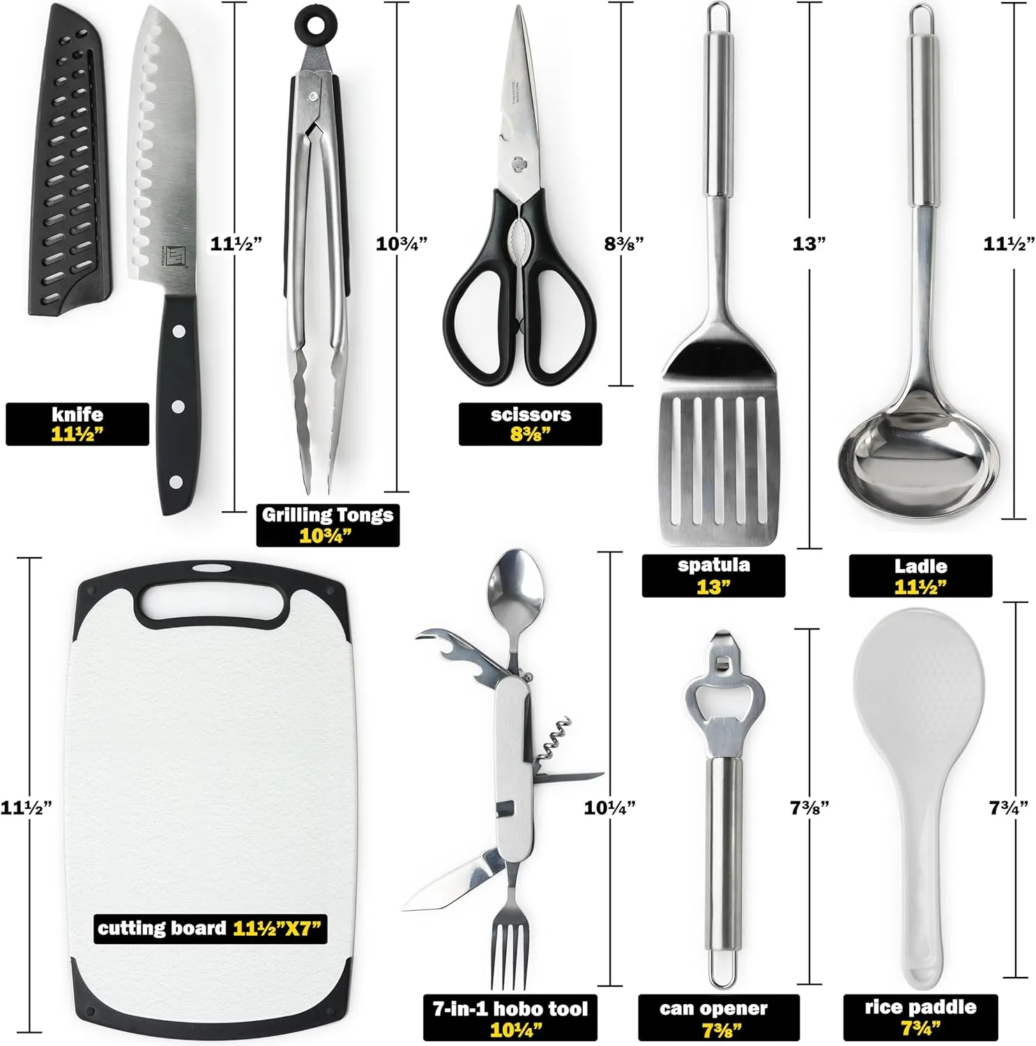 Wellmax 10-Piece Stainless Steel Camping Cooking Set – Compact All-in-One Cookware Kit with Utensils & Travel Bag for Campers, Hikers, Outdoor Adventures, Orange Camo Color