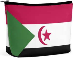 Western Sahara Flag Portable Makeup Pouch for Purse Waterproof Cosmetic Bag Travel Organizer for Girls