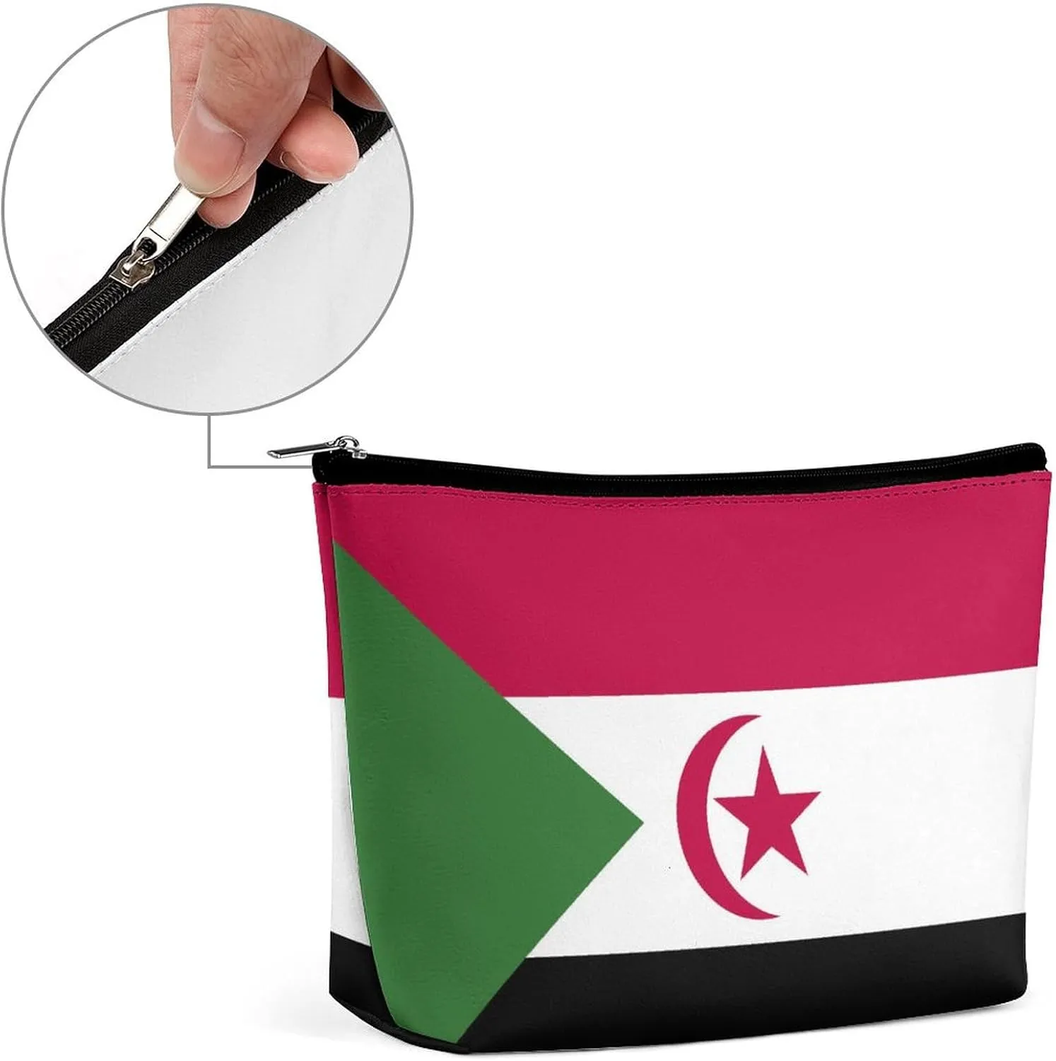 Western Sahara Flag Portable Makeup Pouch for Purse Waterproof Cosmetic Bag Travel Organizer for Girls