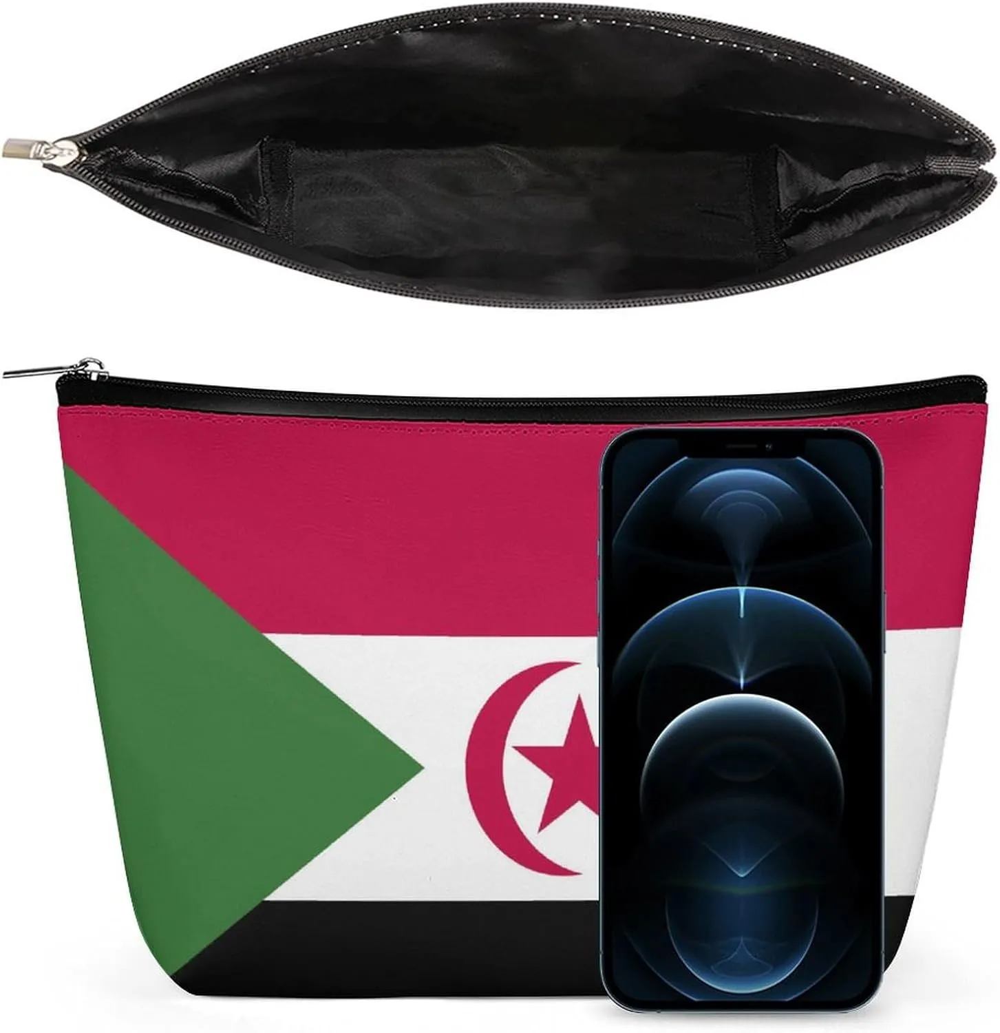 Western Sahara Flag Portable Makeup Pouch for Purse Waterproof Cosmetic Bag Travel Organizer for Girls