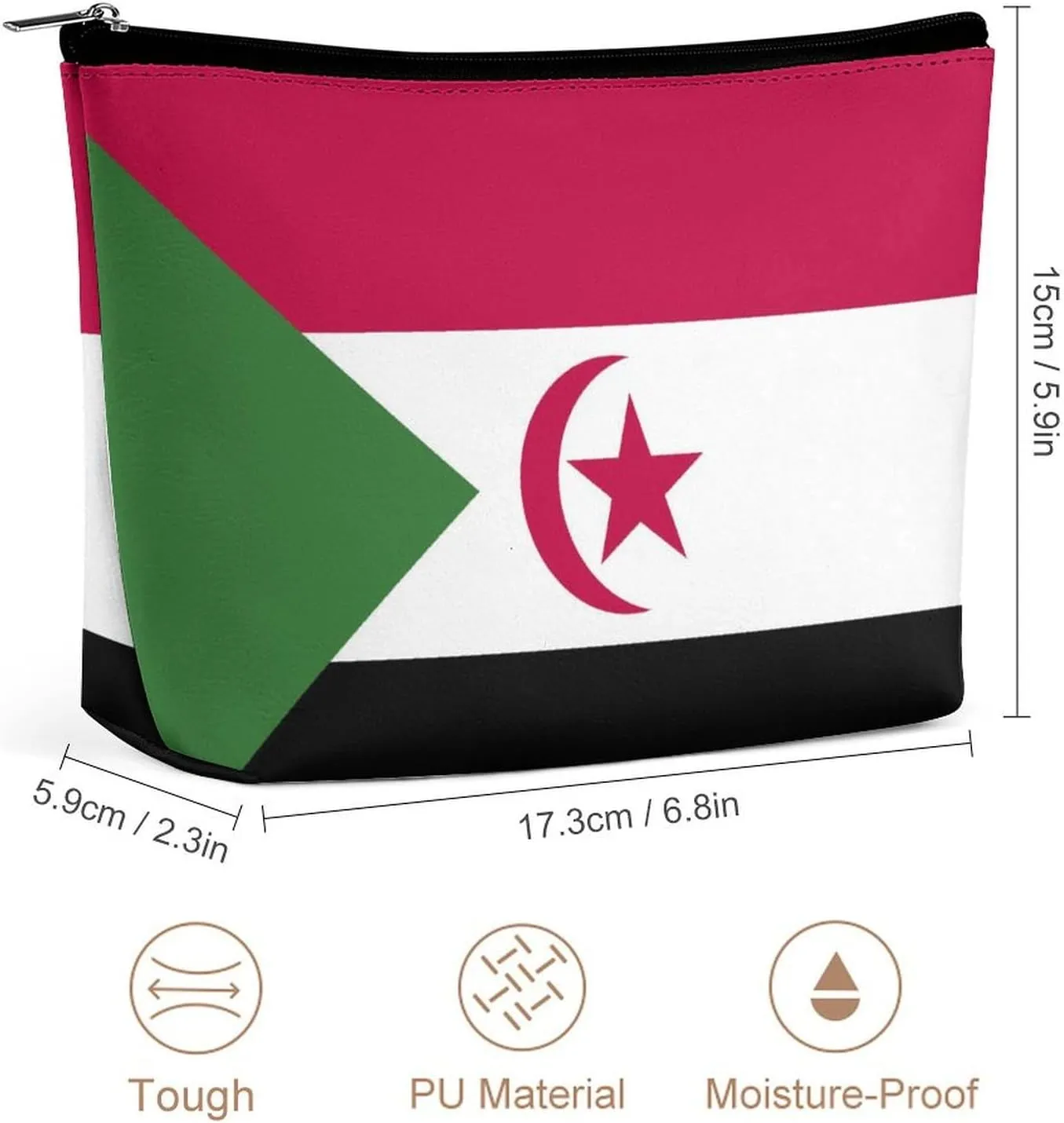 Western Sahara Flag Portable Makeup Pouch for Purse Waterproof Cosmetic Bag Travel Organizer for Girls
