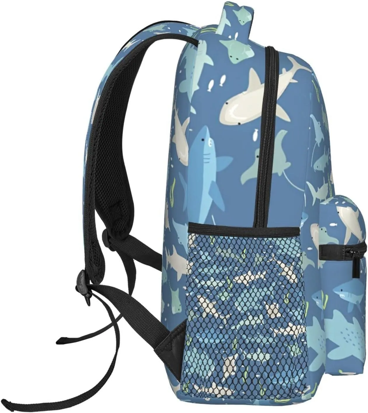White Shark And Fishes Backpacks 15 Inch Laptop Backpack Multipurpose Double Shoulder Bag For Men Women Gifts