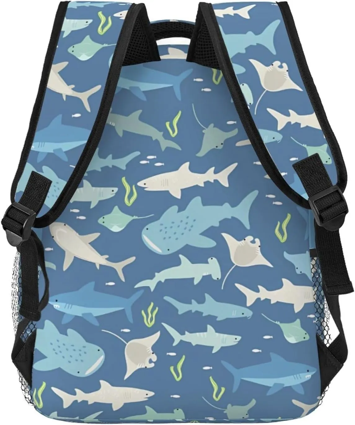 White Shark And Fishes Backpacks 15 Inch Laptop Backpack Multipurpose Double Shoulder Bag For Men Women Gifts