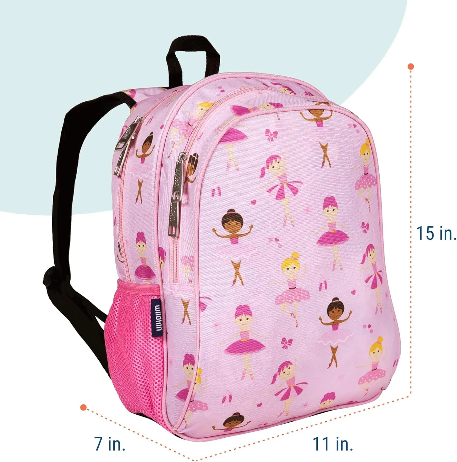 Wildkin 15-inch Kids Backpack – Durable, Padded, Adjustable for School & Travel - Ballerina