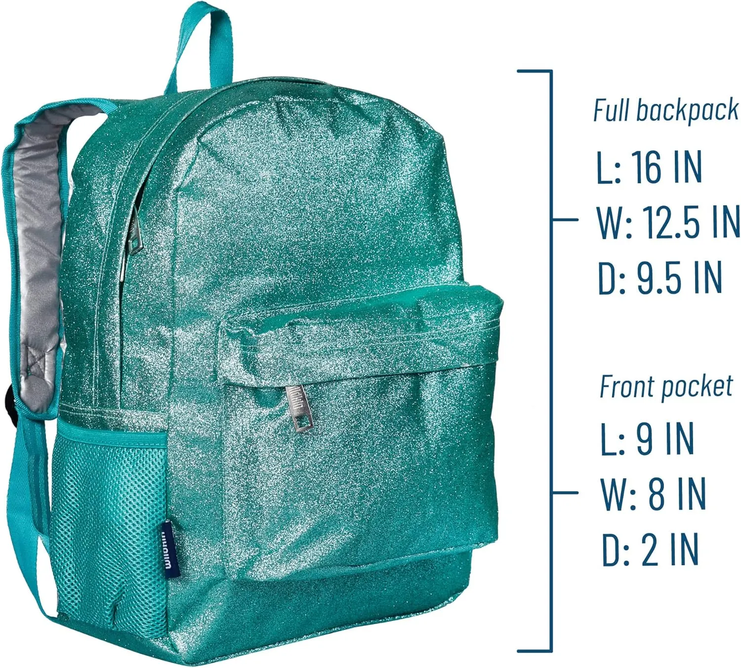 Wildkin 16-inch Kids Backpack – Durable, Padded & Spacious School Bag for Boys & Girls (Blue Glitter)